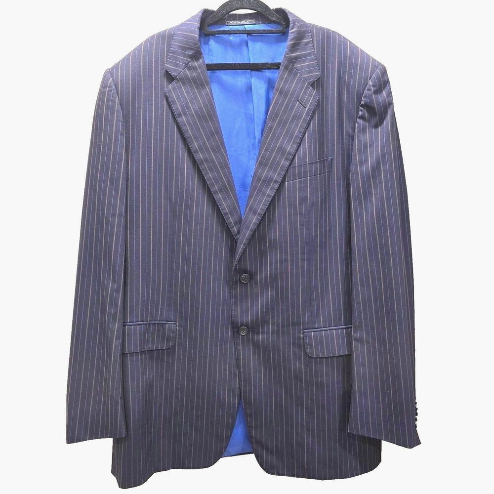 Vtg Y2K Corneliani 46L Super 150s Wool Pinstripe Blazer Italy Saks Fifth Avenue